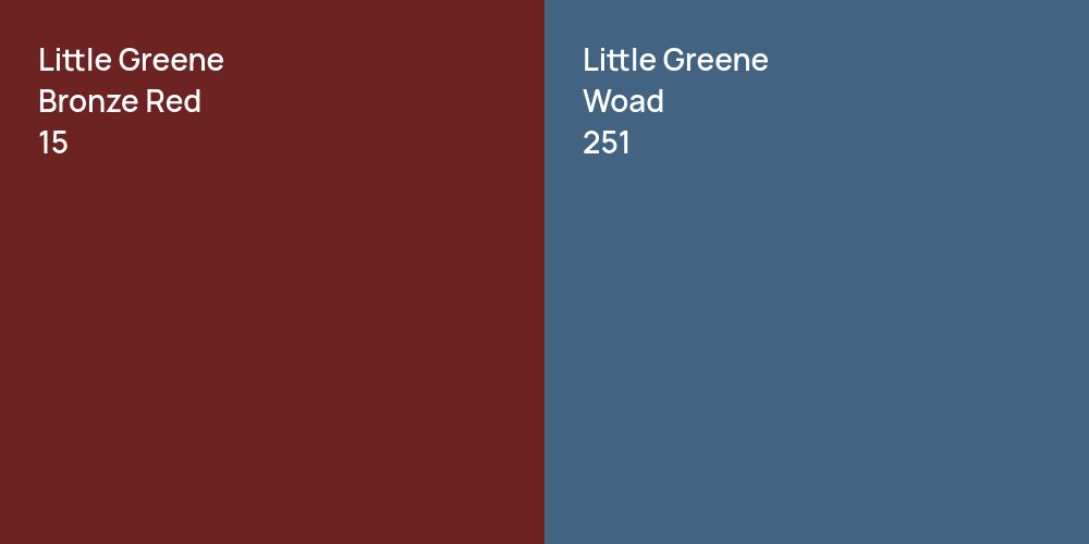 Little Greene Bronze Red vs. Little Greene Woad