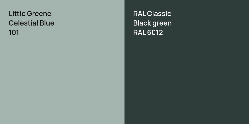 Little Greene Celestial Blue vs. RAL Classic  Black green