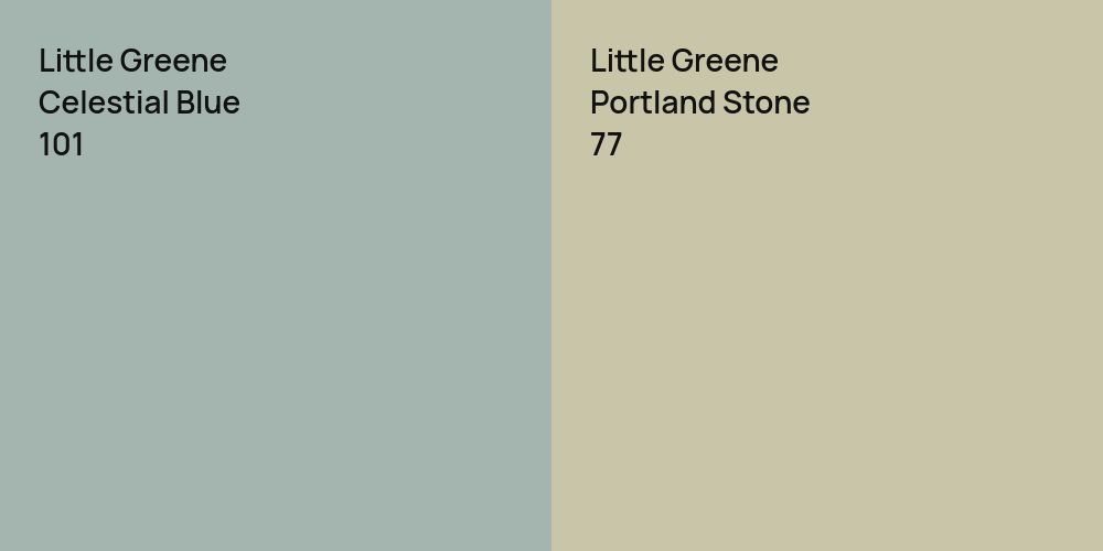 Little Greene Celestial Blue vs. Little Greene Portland Stone