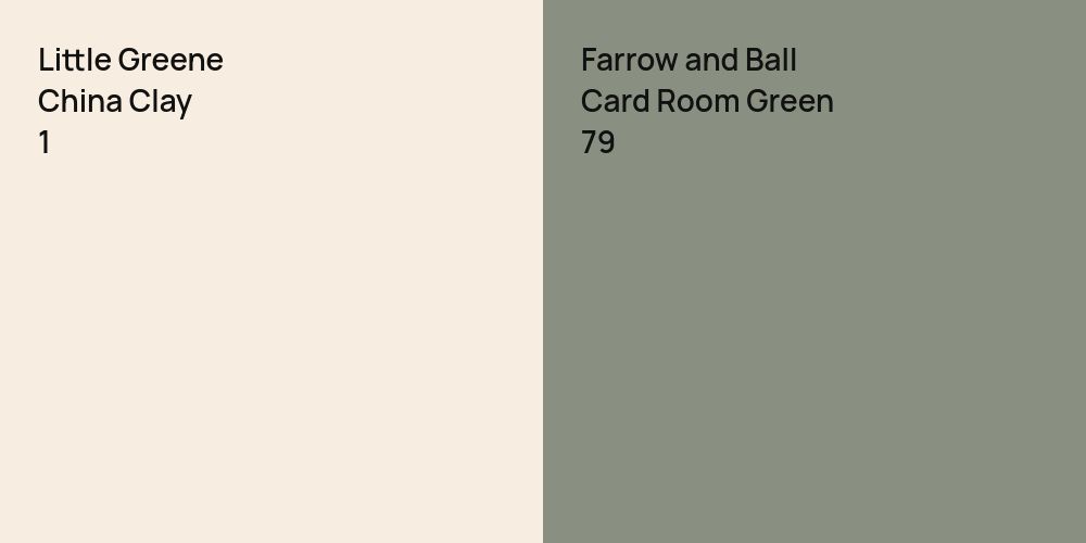 Little Greene China Clay  vs. Farrow and Ball Card Room Green