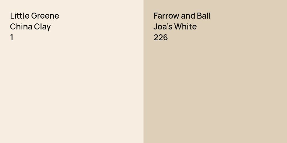 Little Greene China Clay  vs. Farrow and Ball Joa's White