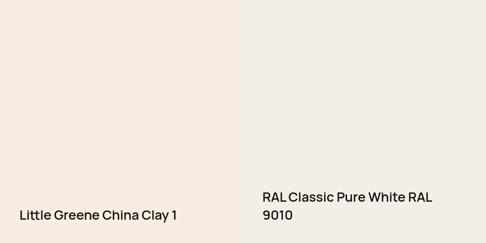 Little Greene China Clay  vs. RAL Classic Pure White