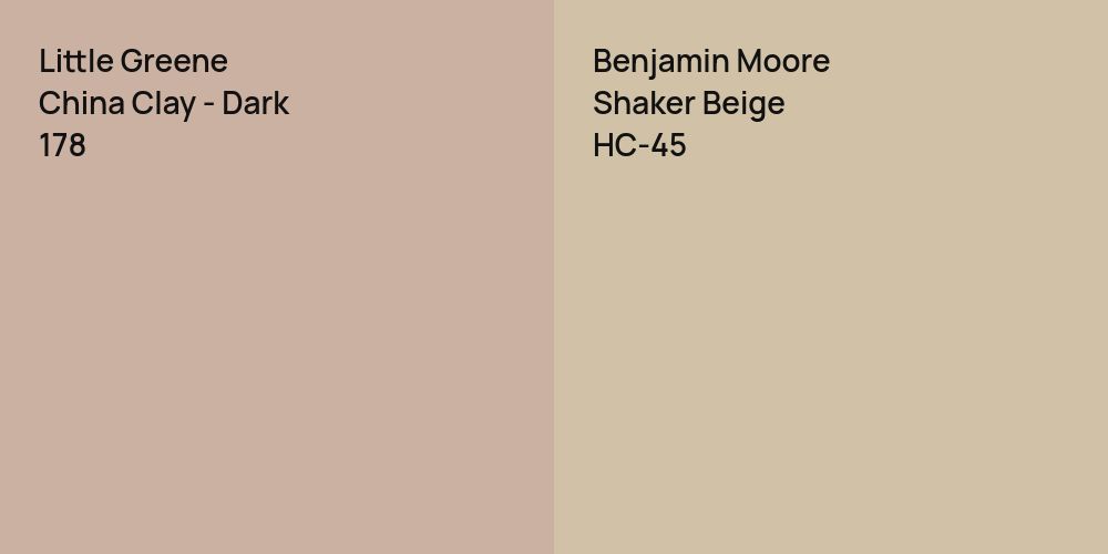 Little Greene China Clay - Dark vs. Benjamin Moore Shaker Beige