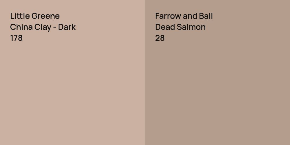 Little Greene China Clay - Dark vs. Farrow and Ball Dead Salmon