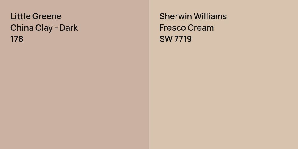 Little Greene China Clay - Dark vs. Sherwin Williams Fresco Cream