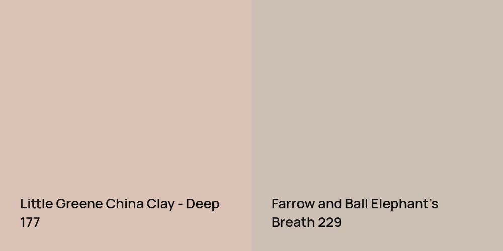 Little Greene China Clay - Deep vs. Farrow and Ball Elephant's Breath