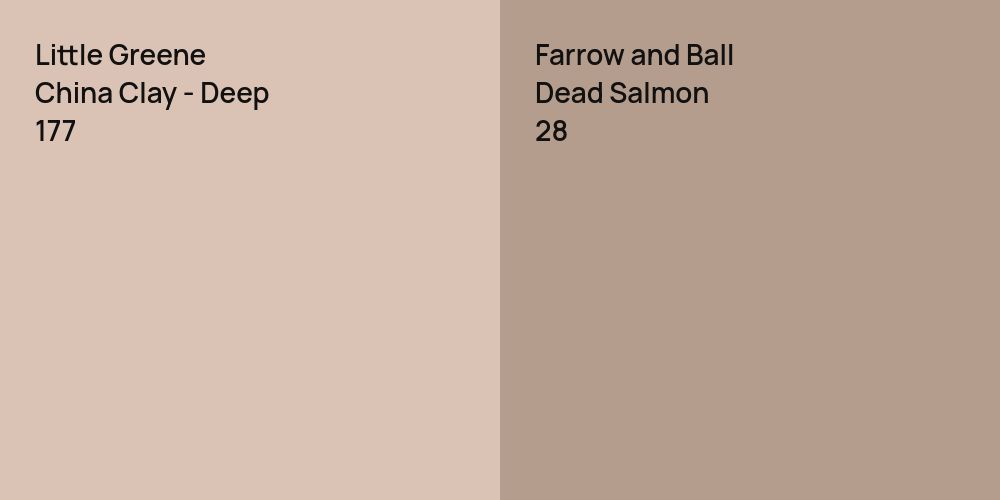 Little Greene China Clay - Deep vs. Farrow and Ball Dead Salmon