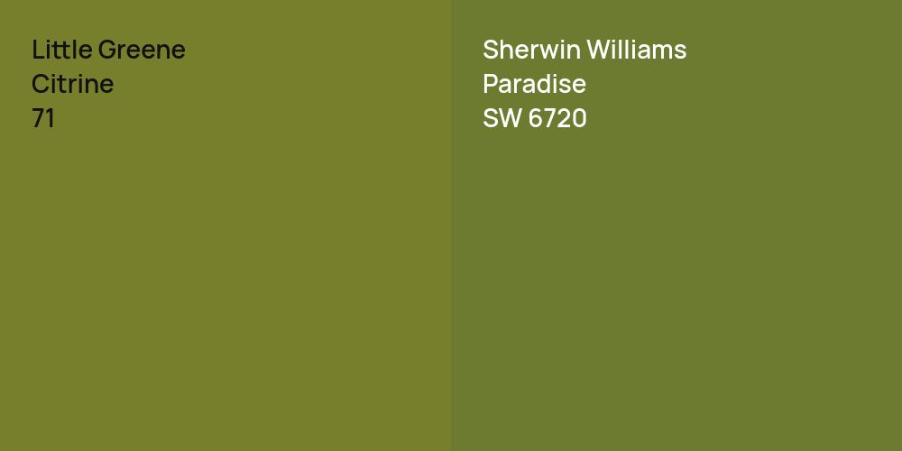 Little Greene Citrine vs. Sherwin Williams Paradise