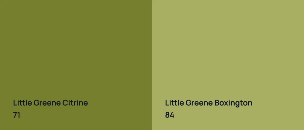 Little Greene Citrine 71 vs Little Greene Boxington 84