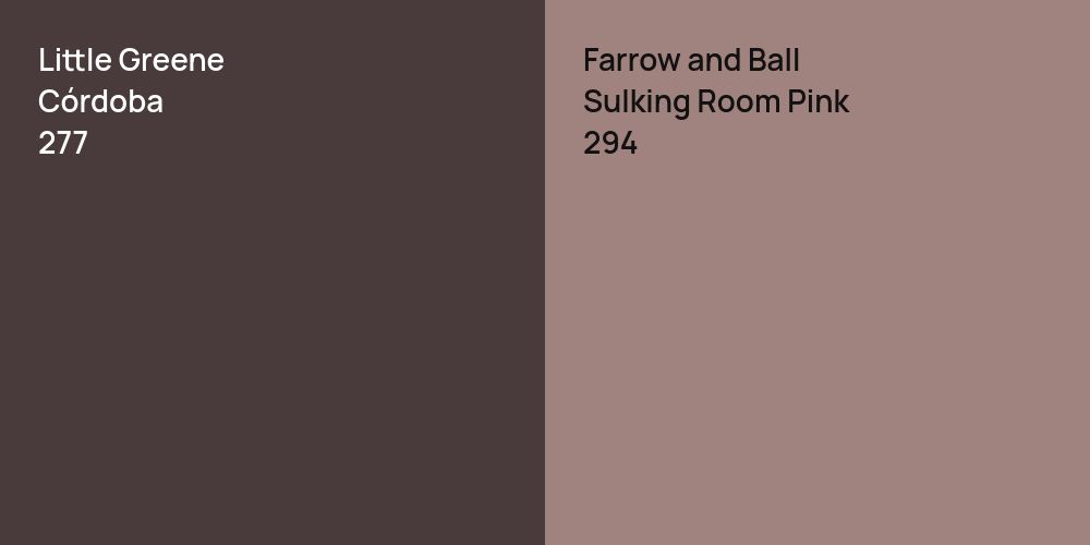 Little Greene Córdoba vs. Farrow and Ball Sulking Room Pink