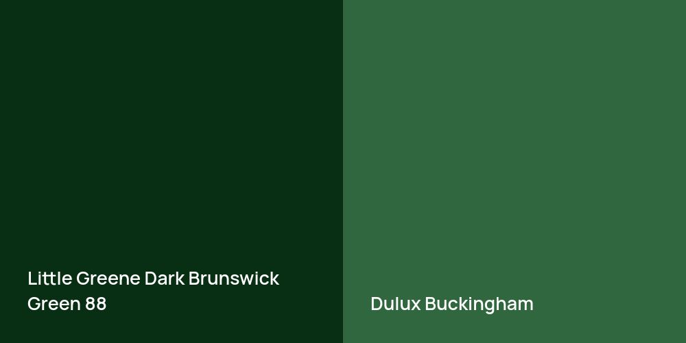 Little Greene Dark Brunswick Green vs. Dulux Buckingham