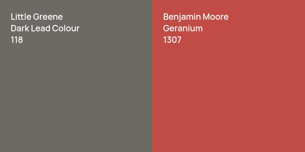 Little Greene Dark Lead Colour vs. Benjamin Moore Geranium