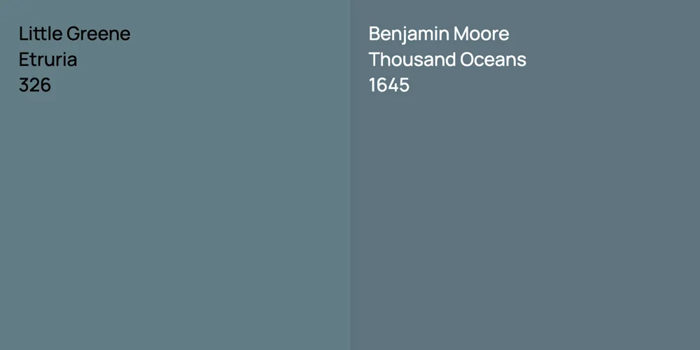 Little Greene Etruria vs. Benjamin Moore Thousand Oceans