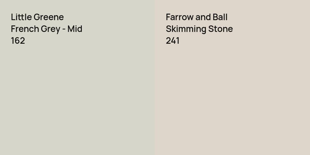 Little Greene French Grey - Mid vs. Farrow and Ball Skimming Stone