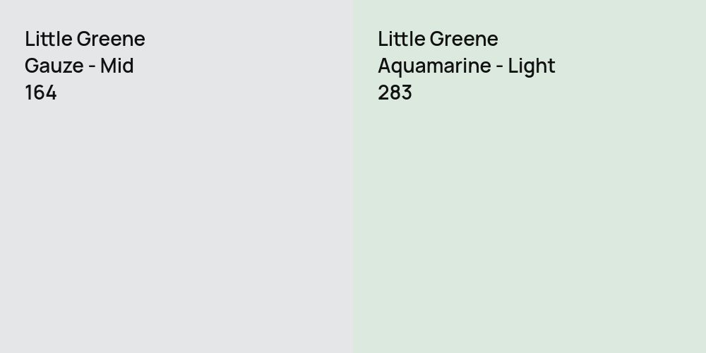 Little Greene Gauze - Mid vs. Little Greene Aquamarine - Light