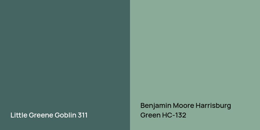 Little Greene Goblin vs. Benjamin Moore Harrisburg Green