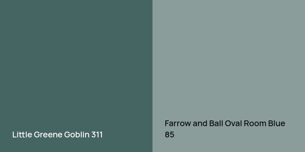 Little Greene Goblin vs. Farrow and Ball Oval Room Blue