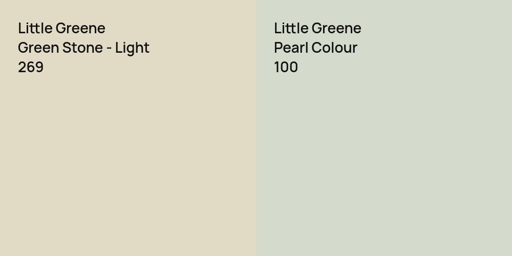 Little Greene Green Stone - Light vs. Little Greene Pearl Colour