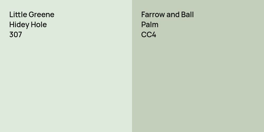 Little Greene Hidey Hole vs. Farrow and Ball Palm