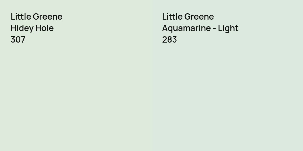 Little Greene Hidey Hole vs. Little Greene Aquamarine - Light