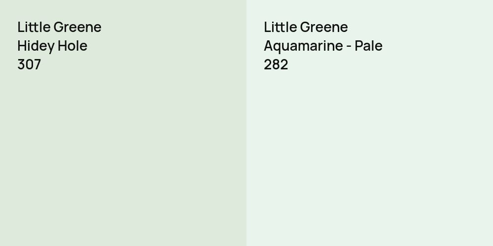 Little Greene Hidey Hole vs. Little Greene Aquamarine - Pale