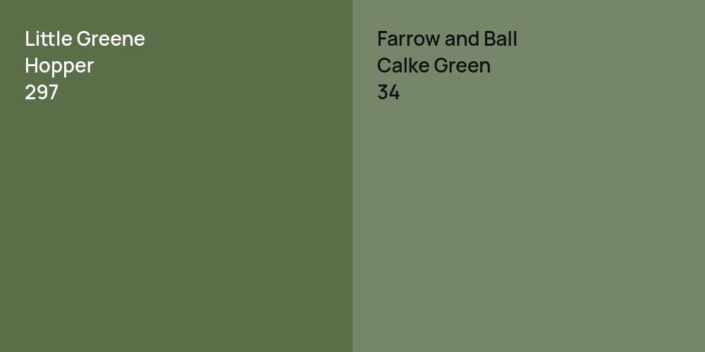 Little Greene Hopper vs. Farrow and Ball Calke Green