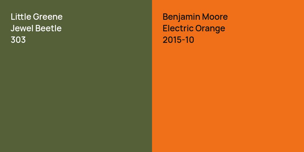 Little Greene Jewel Beetle vs. Benjamin Moore Electric Orange