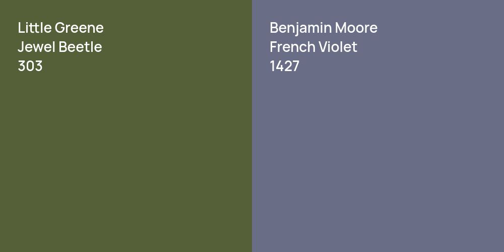 Little Greene Jewel Beetle vs. Benjamin Moore French Violet