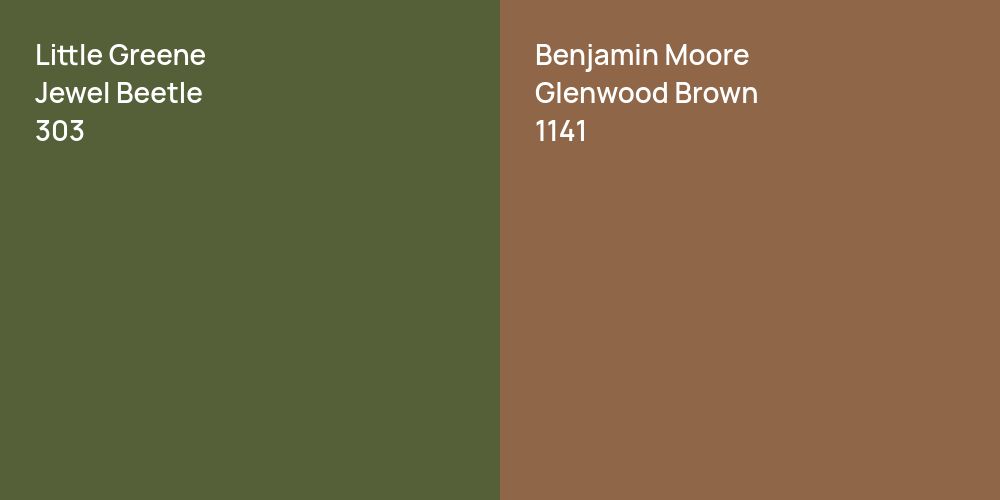 Little Greene Jewel Beetle vs. Benjamin Moore Glenwood Brown