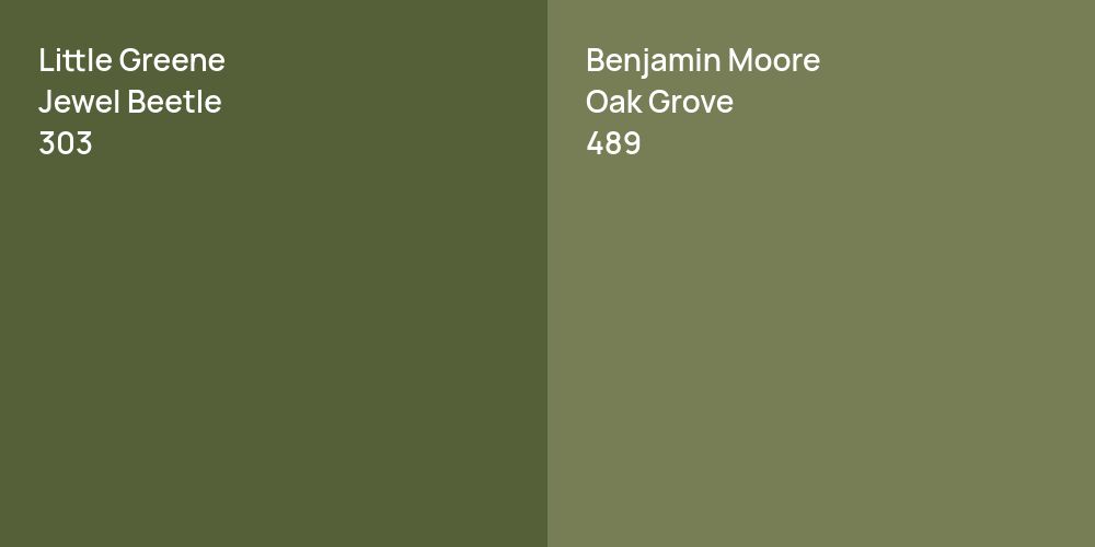 Little Greene Jewel Beetle vs. Benjamin Moore Oak Grove