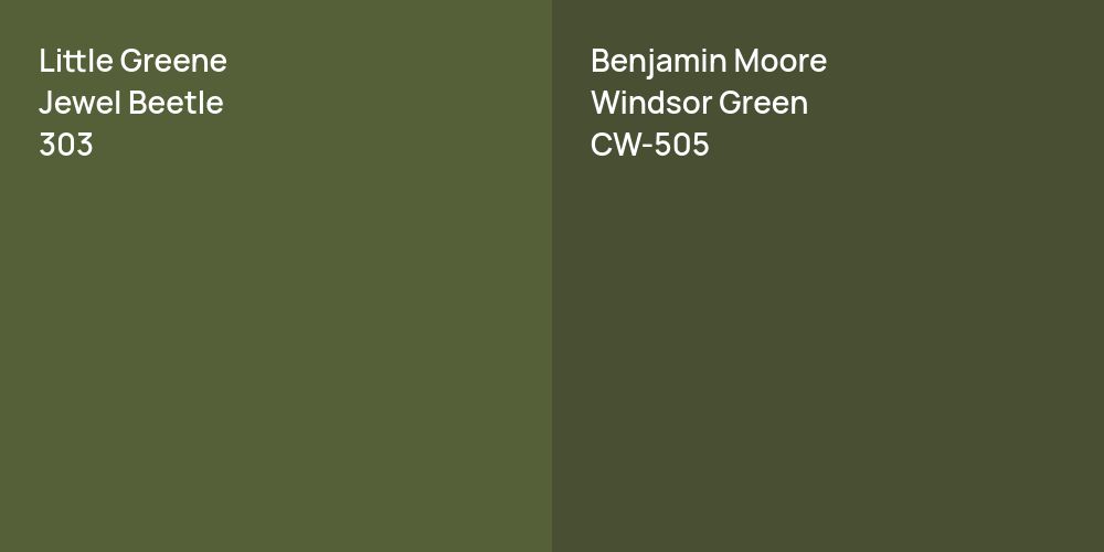 Little Greene Jewel Beetle vs. Benjamin Moore Windsor Green