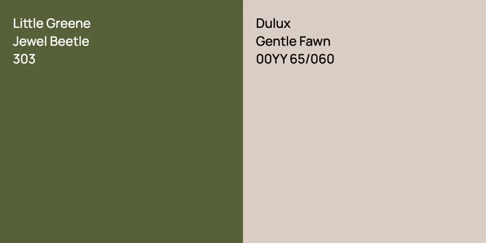 Little Greene Jewel Beetle vs. Dulux Gentle Fawn