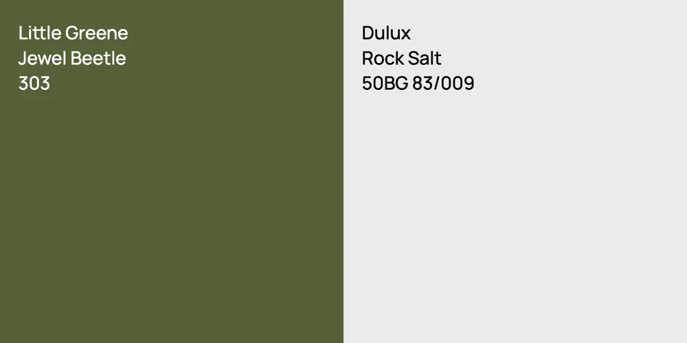 Little Greene Jewel Beetle vs. Dulux Rock Salt