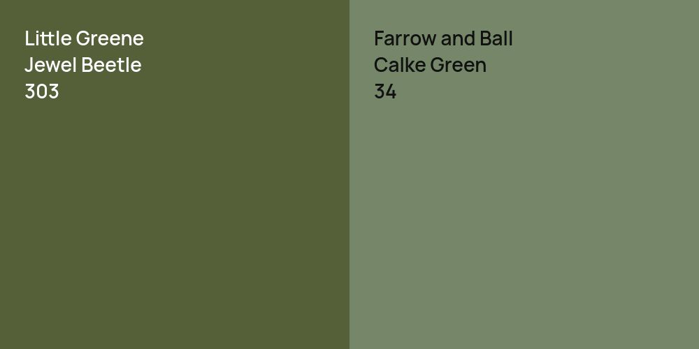 Little Greene Jewel Beetle vs. Farrow and Ball Calke Green