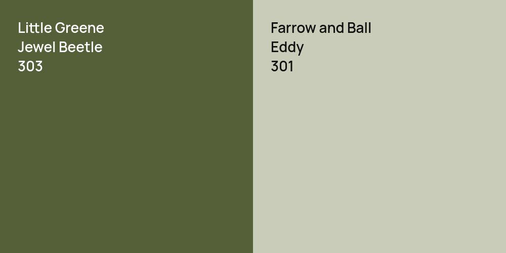 Little Greene Jewel Beetle vs. Farrow and Ball Eddy