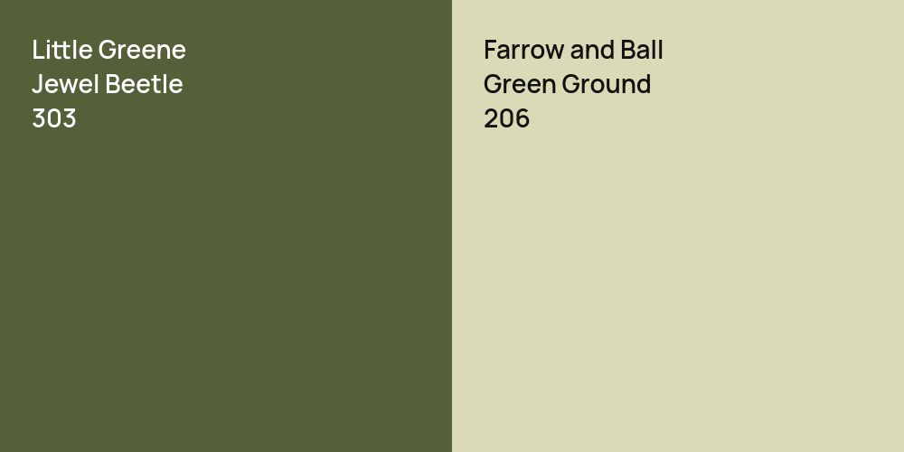 Little Greene Jewel Beetle vs. Farrow and Ball Green Ground