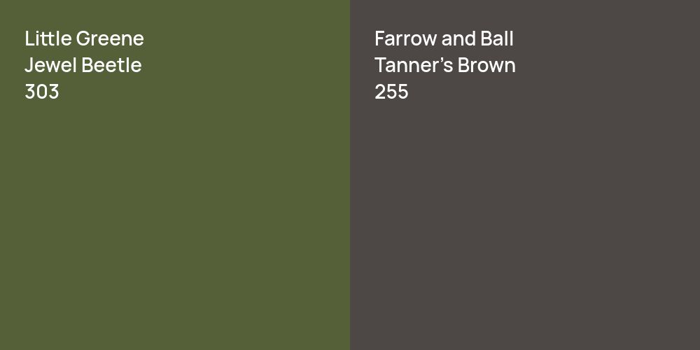 Little Greene Jewel Beetle vs. Farrow and Ball Tanner's Brown