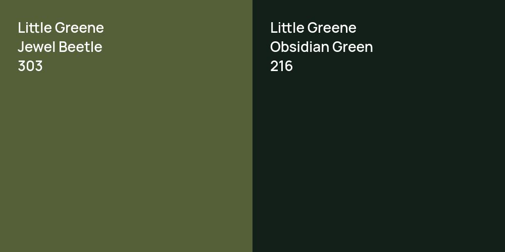 Little Greene Jewel Beetle vs. Little Greene Obsidian Green