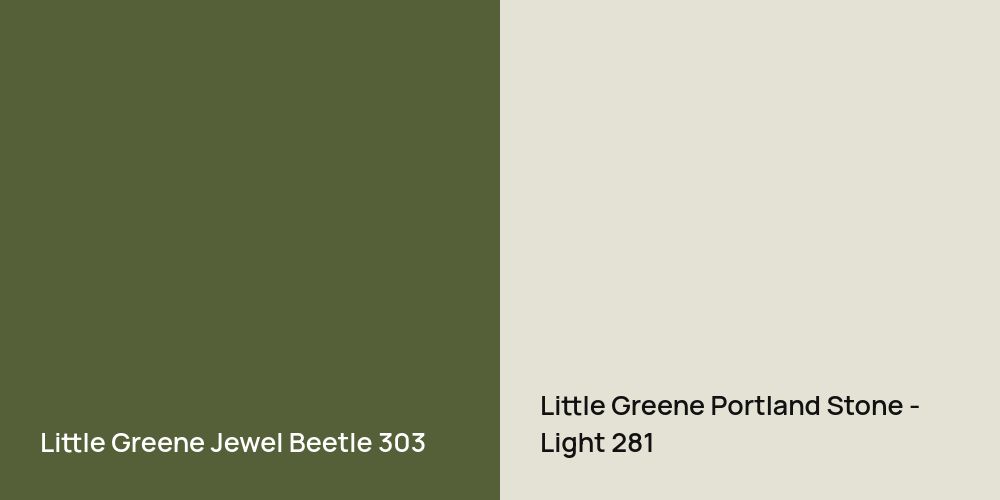 Little Greene Jewel Beetle vs. Little Greene Portland Stone - Light