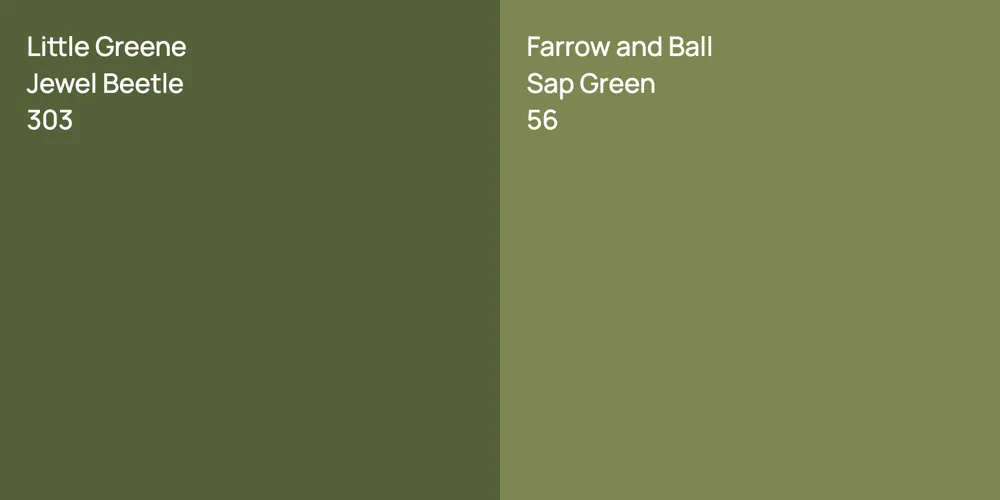 Little Greene Jewel Beetle vs. Farrow and Ball Sap Green