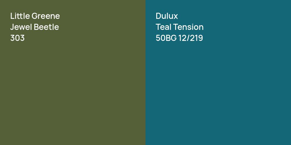 Little Greene Jewel Beetle vs. Dulux Teal Tension