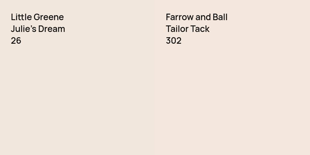 Little Greene Julie's Dream vs. Farrow and Ball Tailor Tack