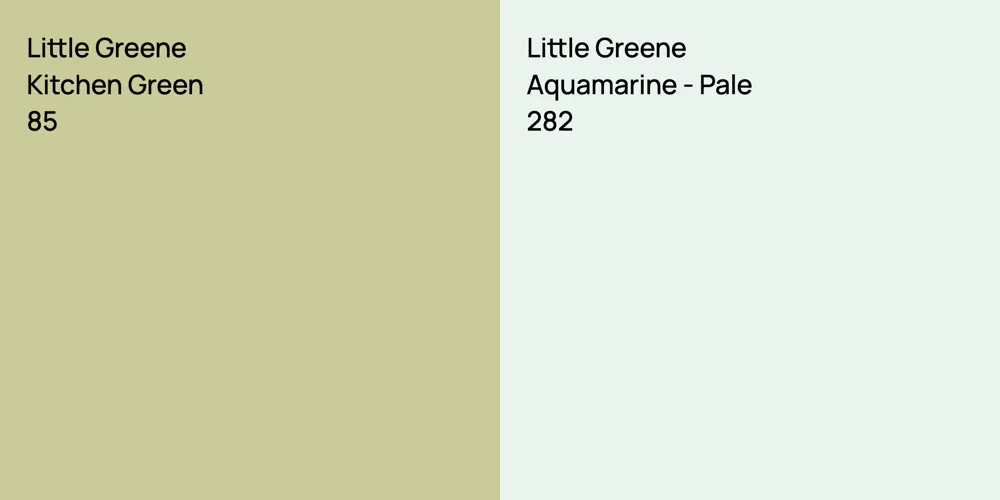 Little Greene Kitchen Green vs. Little Greene Aquamarine - Pale