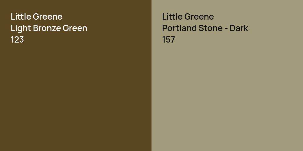 Little Greene Light Bronze Green vs. Little Greene Portland Stone - Dark