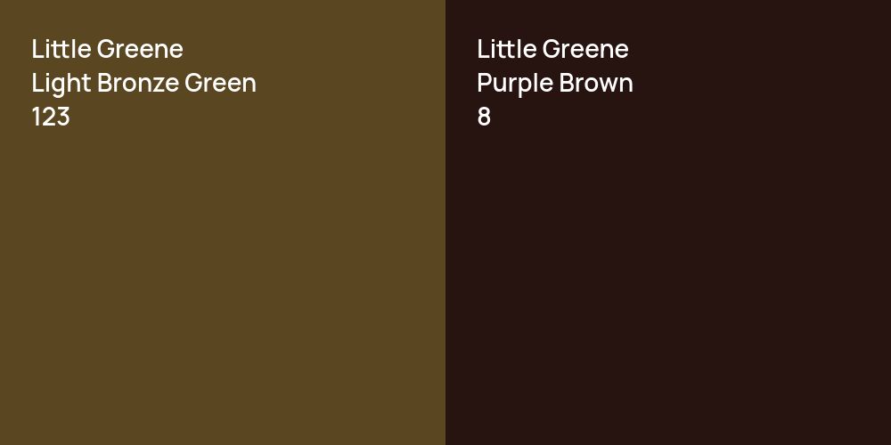 Little Greene Light Bronze Green vs. Little Greene Purple Brown