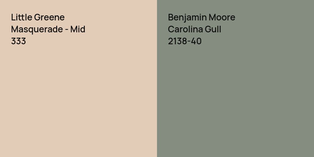 Little Greene Masquerade - Mid vs. Benjamin Moore Carolina Gull