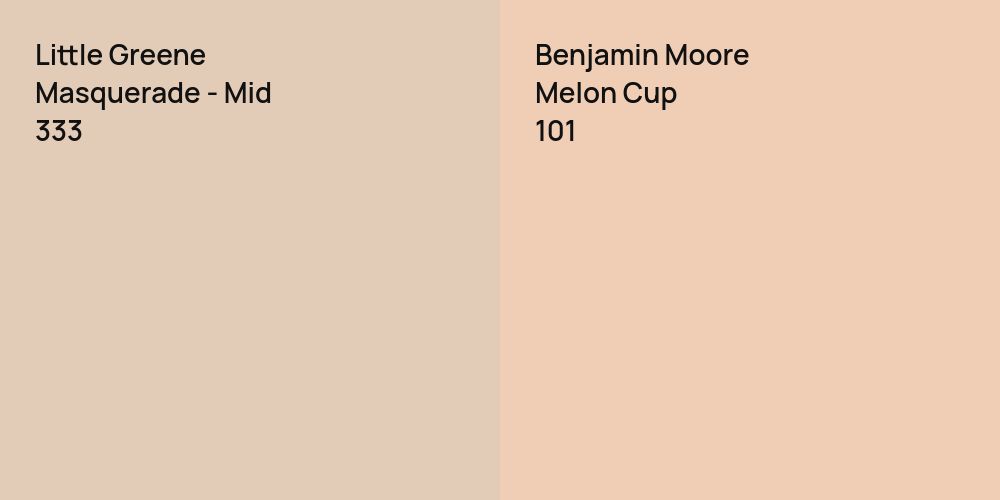 Little Greene Masquerade - Mid vs. Benjamin Moore Melon Cup