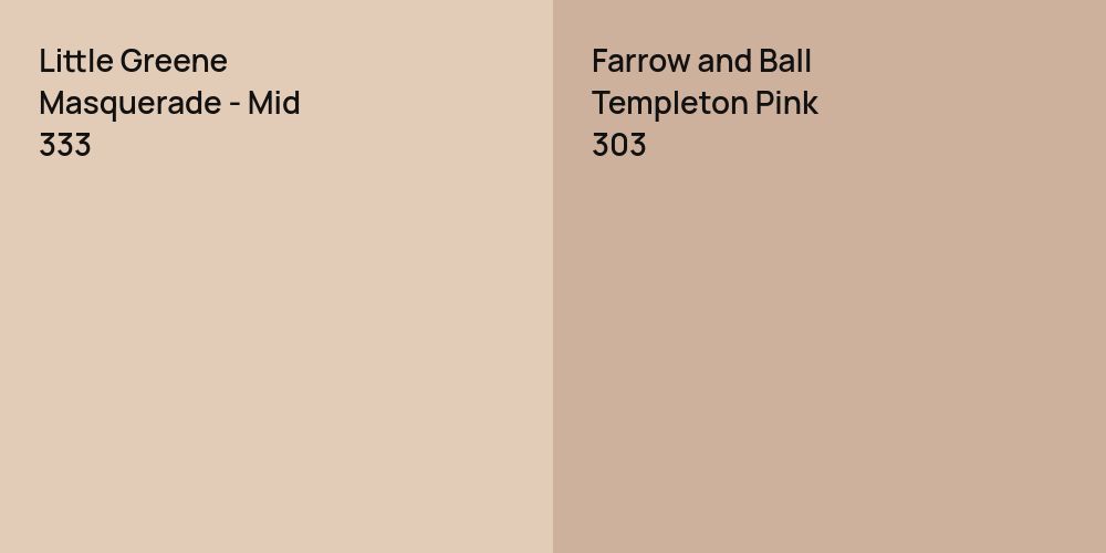 Little Greene Masquerade - Mid vs. Farrow and Ball Templeton Pink