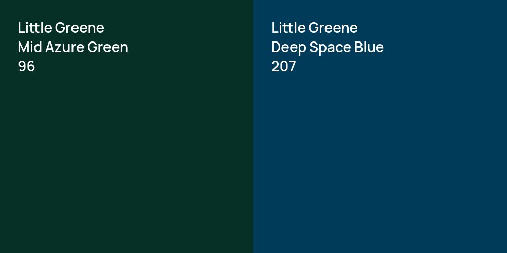 Little Greene Mid Azure Green vs. Little Greene Deep Space Blue