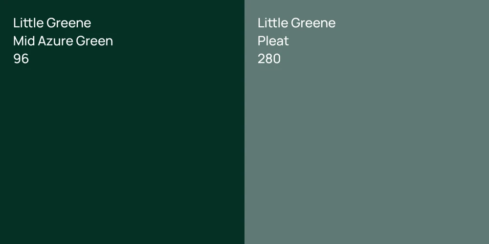 Little Greene Mid Azure Green vs. Little Greene Pleat comparison